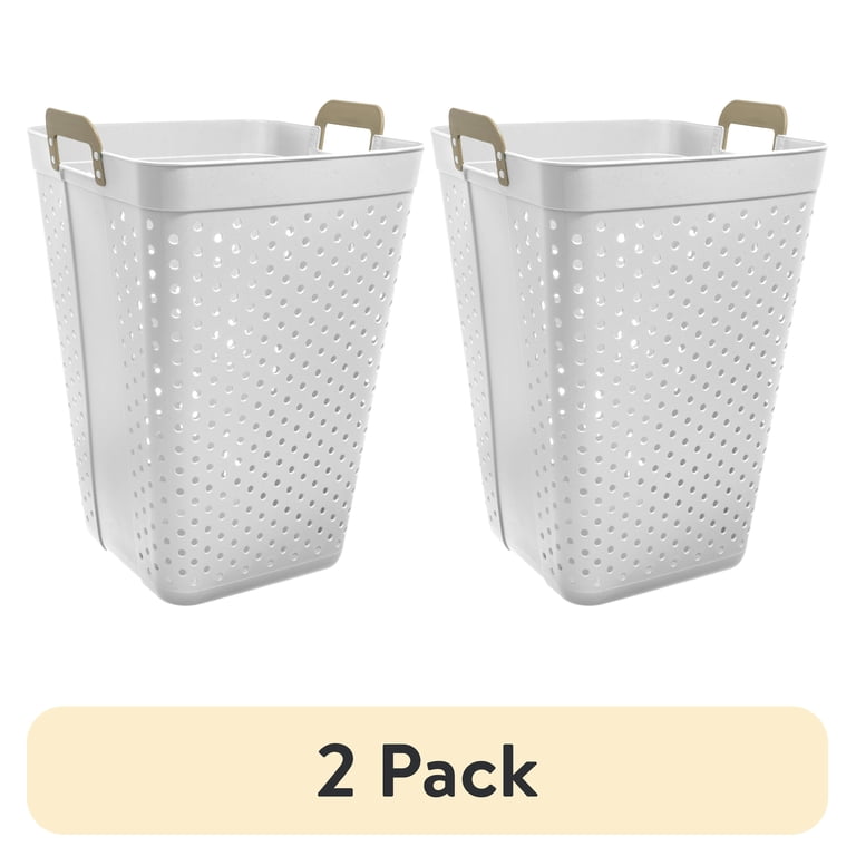 2 pack) Mainstays Plastic Laundry Hamper, Large Square, Flexible