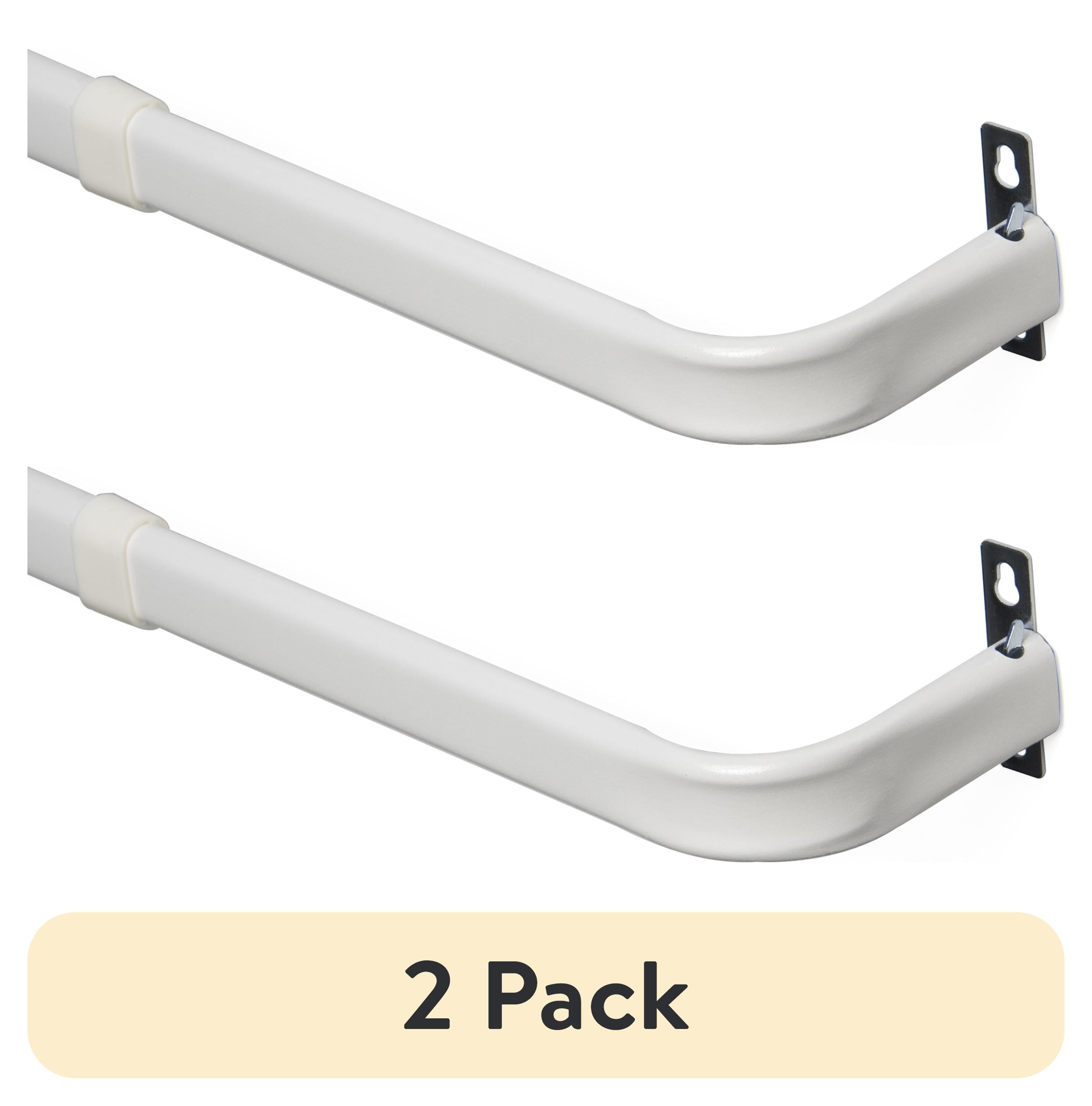 (2 pack) Mainstays Basic Metal Wrap Around Adjustable Curtain Rod, 84-120 in, White Finish