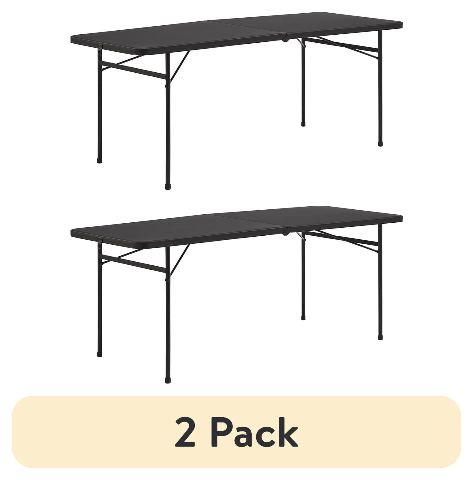 (4 pack) Mainstays 2 Pack 6ft Rectangle Centerfold Folding Table, Black