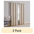 thumbnail image 1 of (2 pack) Mainstays Iris Linen Look 100% Blackout Curtain Panel Pair, Set of 2 Room Darkening Drapes for Bedroom, Beige, 37"W x 84"L, 1 of 6
