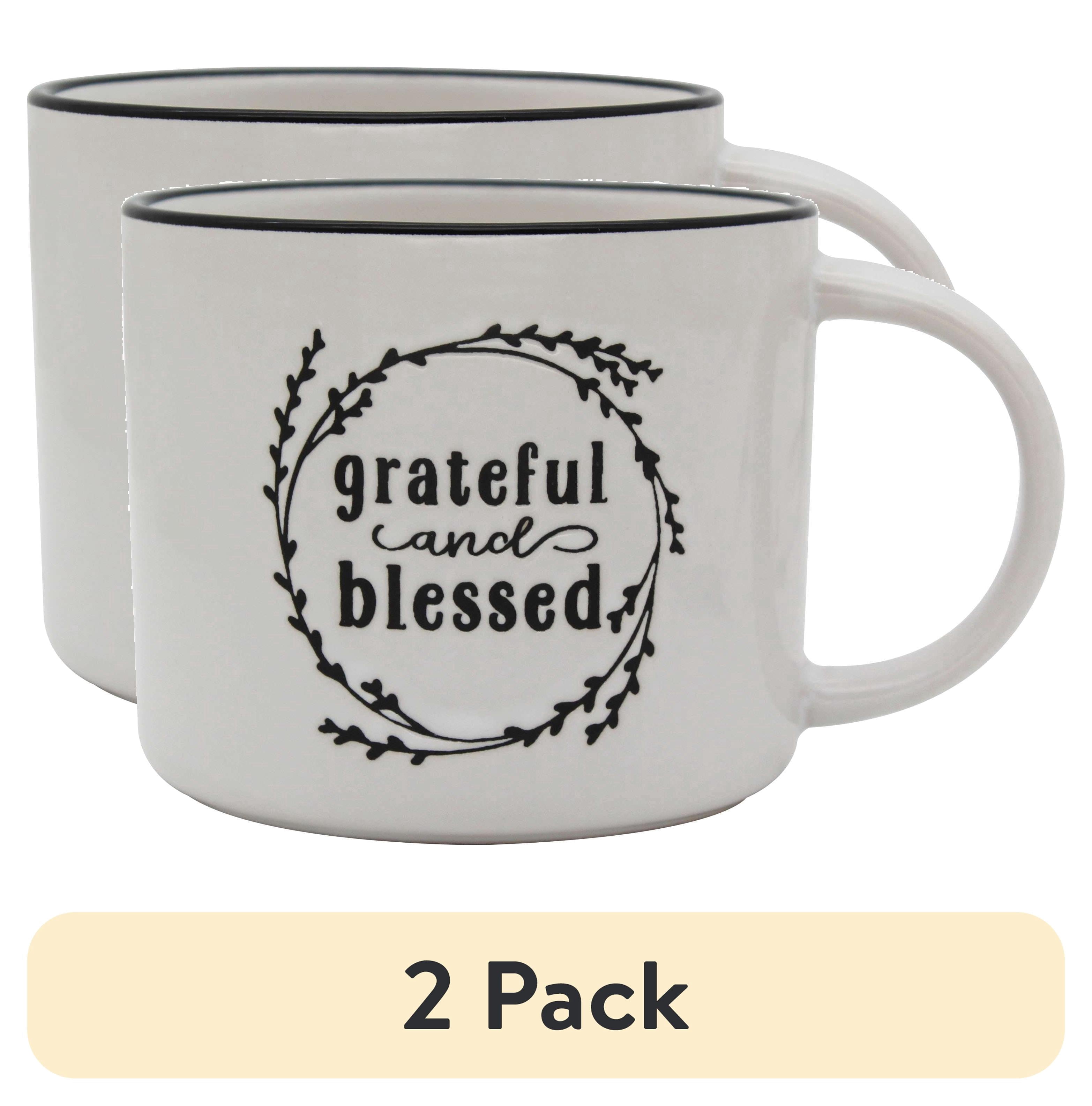 (2 pack) Mainstays 2-Wick 13 oz Reusable Grateful Holiday Coffee Mug Scented Candle, Vanilla