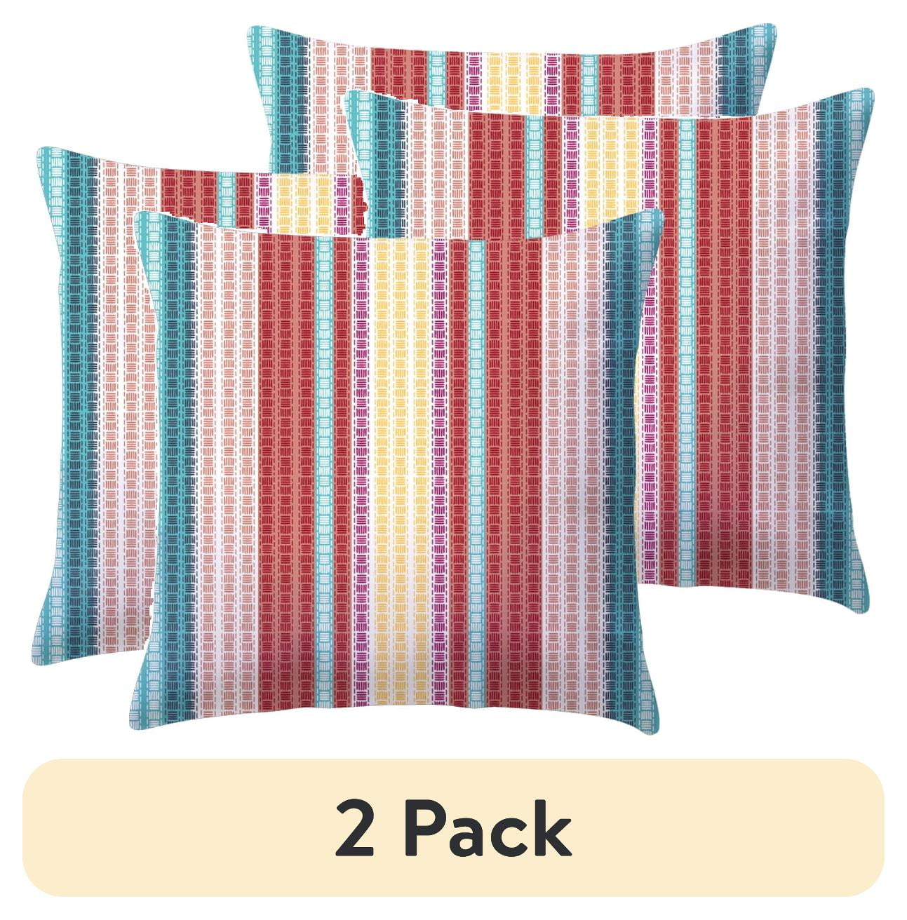 (2 pack) Mainstays 2-pack Multi Stripe Reversible Outdoor Throw Pillow, 16 inch, Multicolor