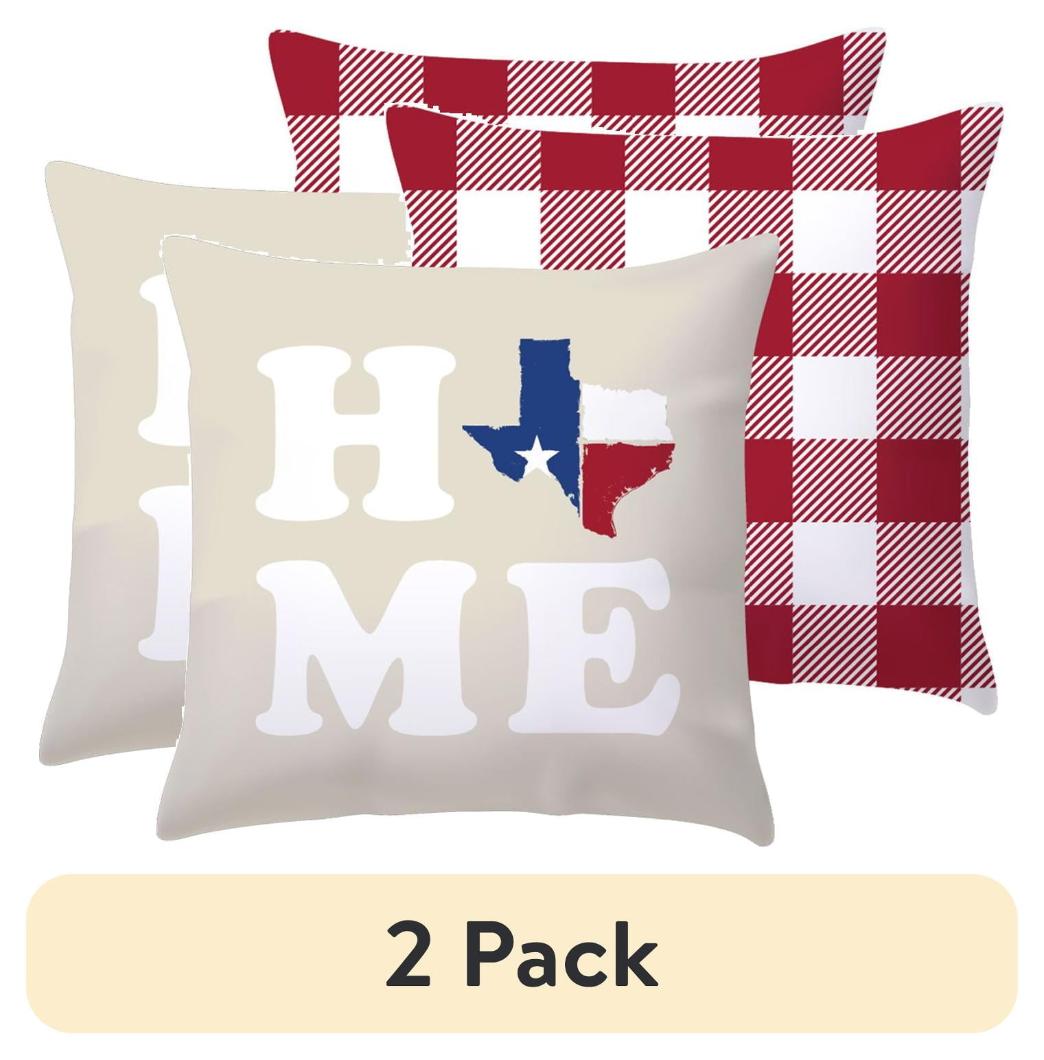 (2 pack) Mainstays 2-pack Texas Home Reversible Outdoor Throw Pillow, 16 inch, Multicolor