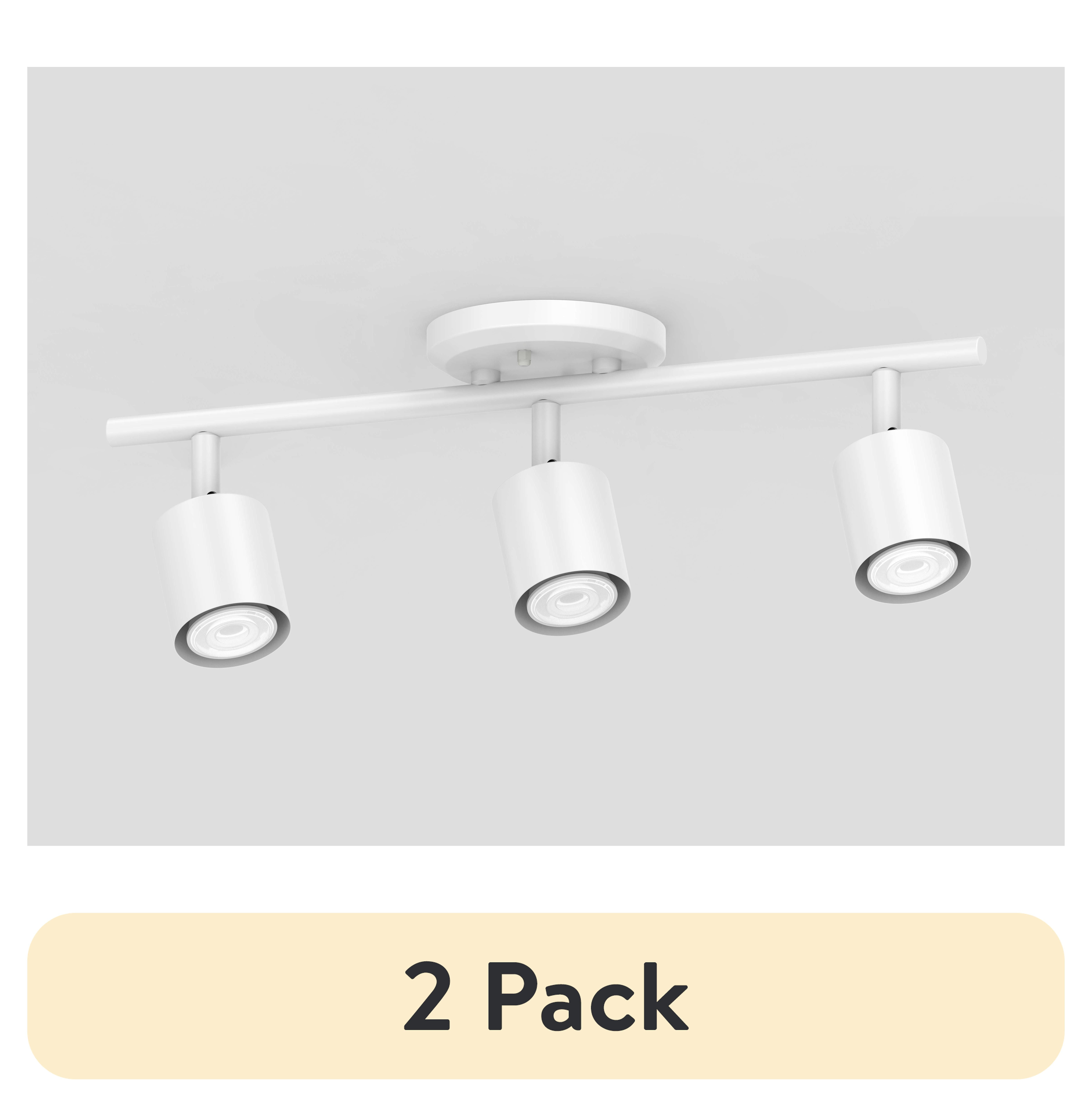 (2 pack) Mainstays 20" Contemporary 3-Light White Round Back Linear Track Lighting Set