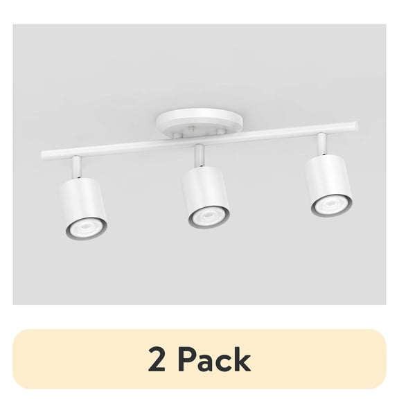 (2 pack) Mainstays 20" Contemporary 3-Light White Round Back Linear Track Lighting Set