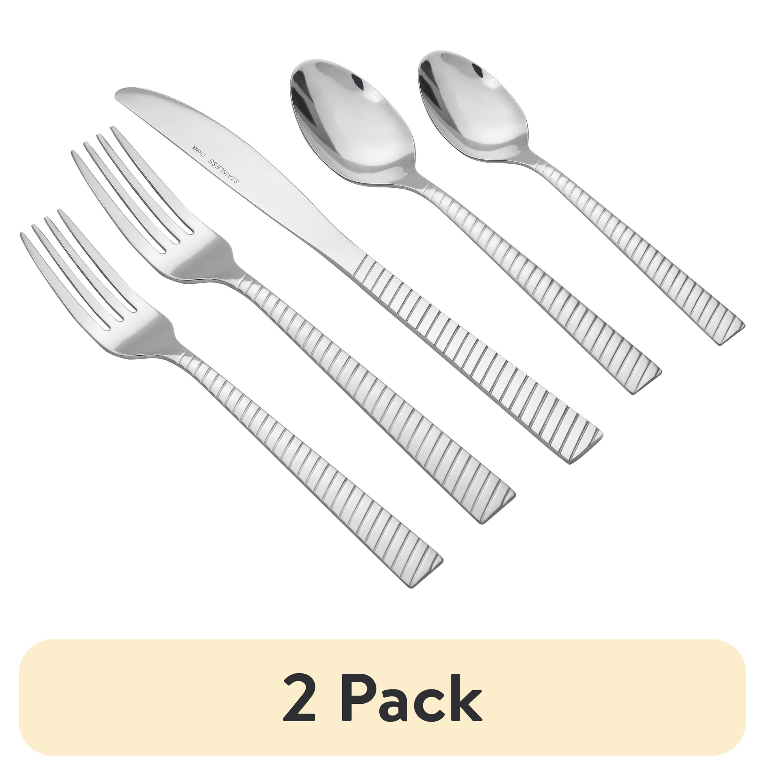 Mainstays Stainless Steel Flatware Set for 4, Silver, 20 Piece