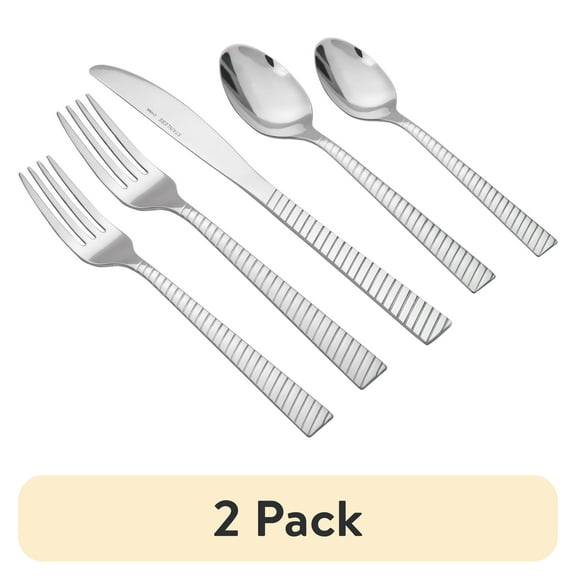 (2 pack) Mainstays 20 Piece Nalla Stainless Steel Flatware Set, Silver, Service for 4