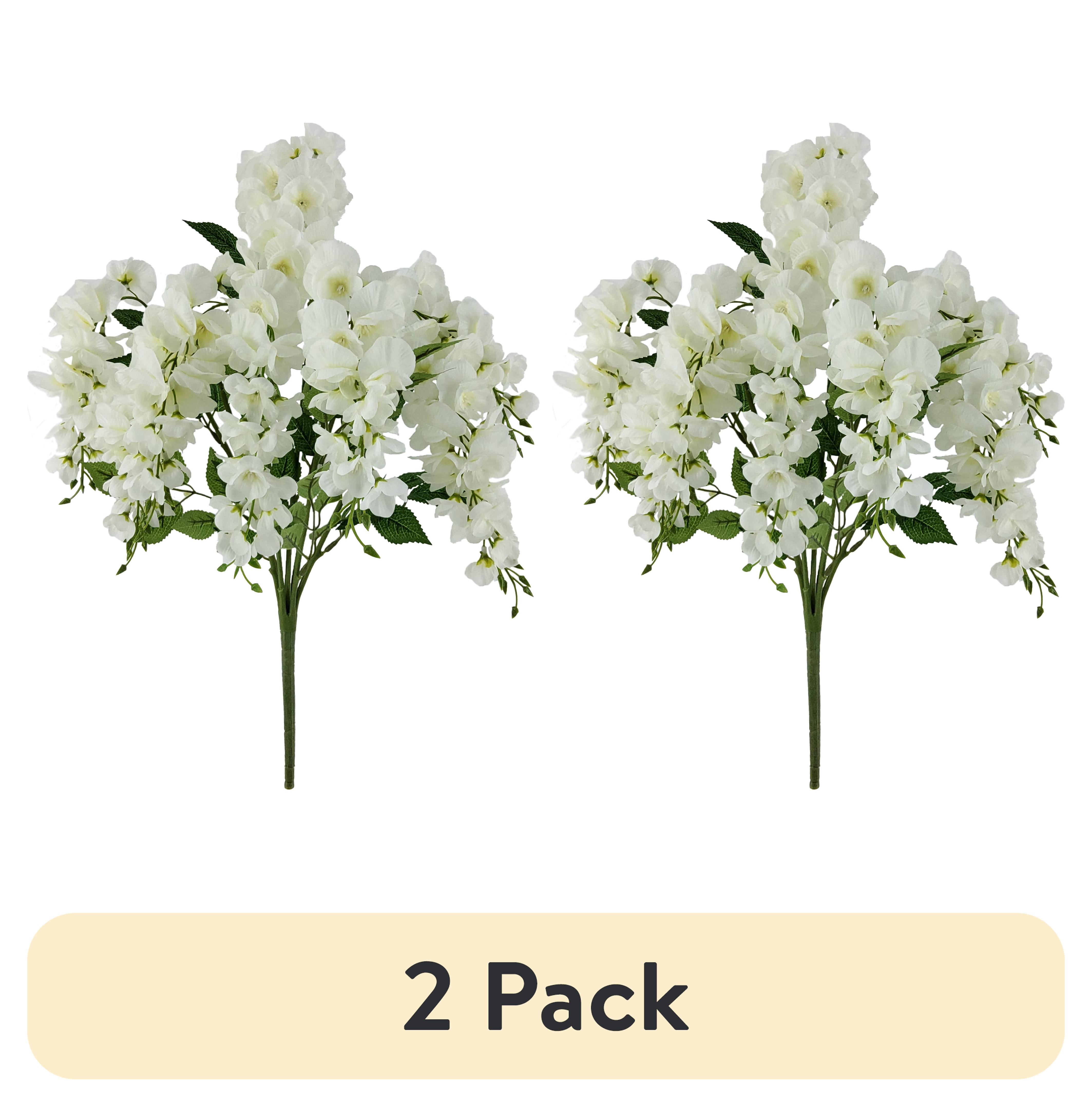 (2 pack) Mainstays 20 inch Artificial Flower, Wisteria Bouquet, White Color. Indoor Use.