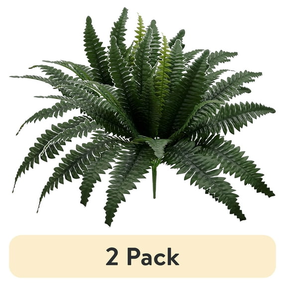 (2 pack) Mainstays 21in Indoor Artificial Plant, Fern Bush, Green Color. Indoor Use. Not in Pot.