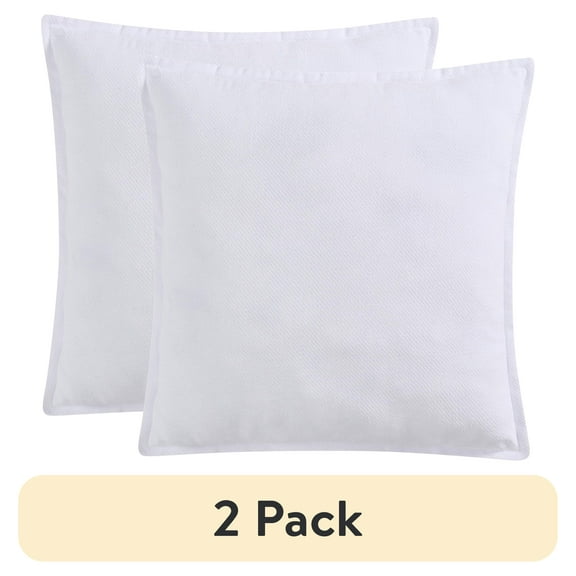 (1 pack) Mainstays 22" x 22" Arctic White Chenille Flange Decorative Pillow