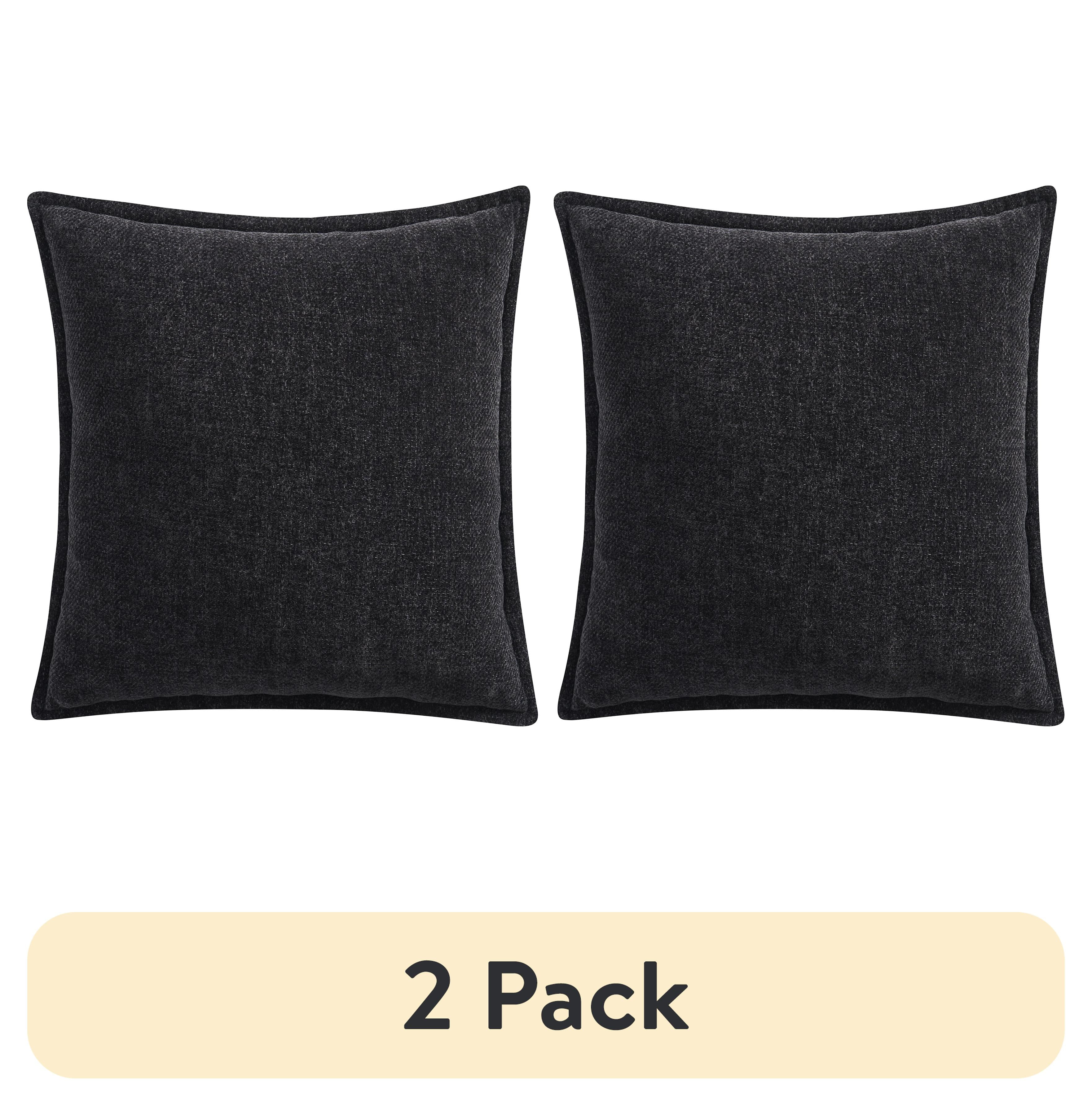 (2 pack) Mainstays 22" x 22" Black Chenille Flange Decorative Pillow