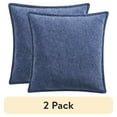 thumbnail image 1 of (2 pack) Mainstays 22" x 22" Blue Chenille Flange Decorative Throw Pillow, 1 of 6