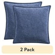 (2 pack) Mainstays 22 in x 22 in Blue Chenille Flange Decorative Throw Pillow