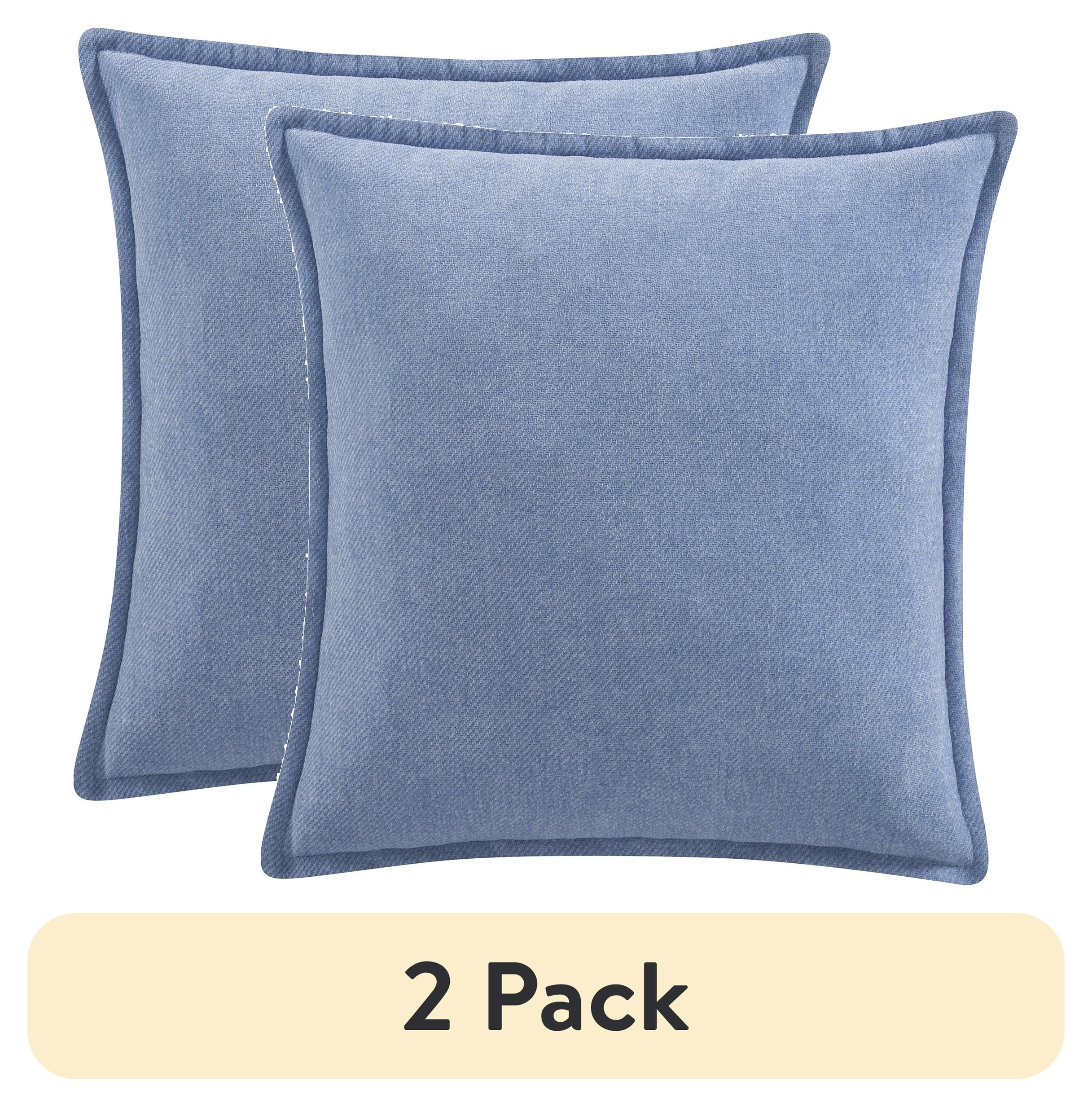 (2 pack) Mainstays 22" x 22" Placid Blue Chenille Flange Decorative Pillow - Walmart.com