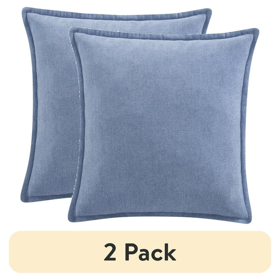 (2 pack) Mainstays 22" x 22" Placid Blue Chenille Flange Decorative Pillow