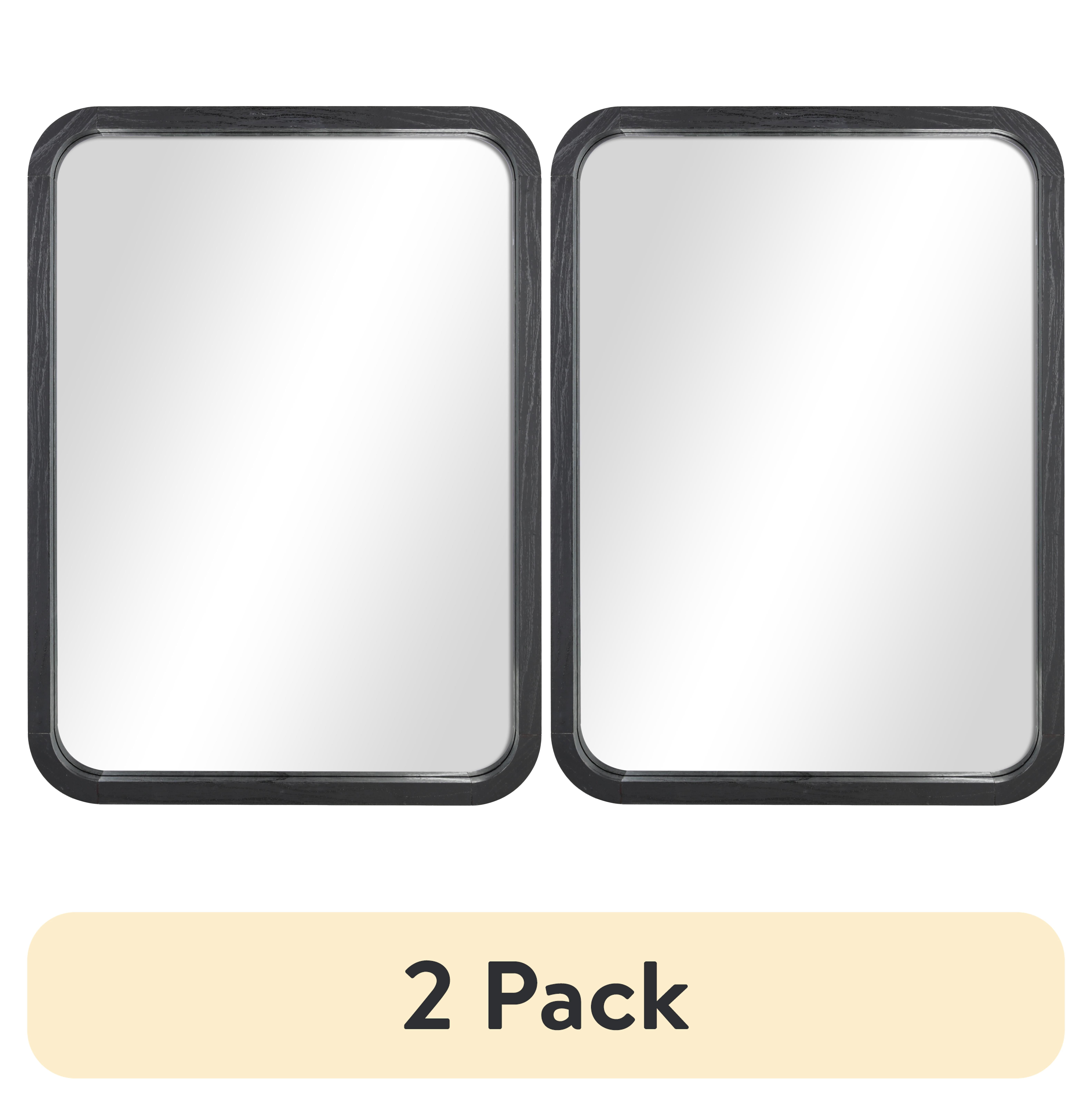 (2 pack) Mainstays 22inx30in Rounded Edge Rectangular Black Finish Wall Mirror