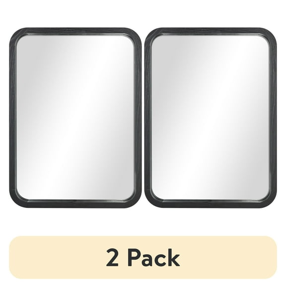 (2 pack) Mainstays 22inx30in Rounded Edge Rectangular Black Finish Wall Mirror
