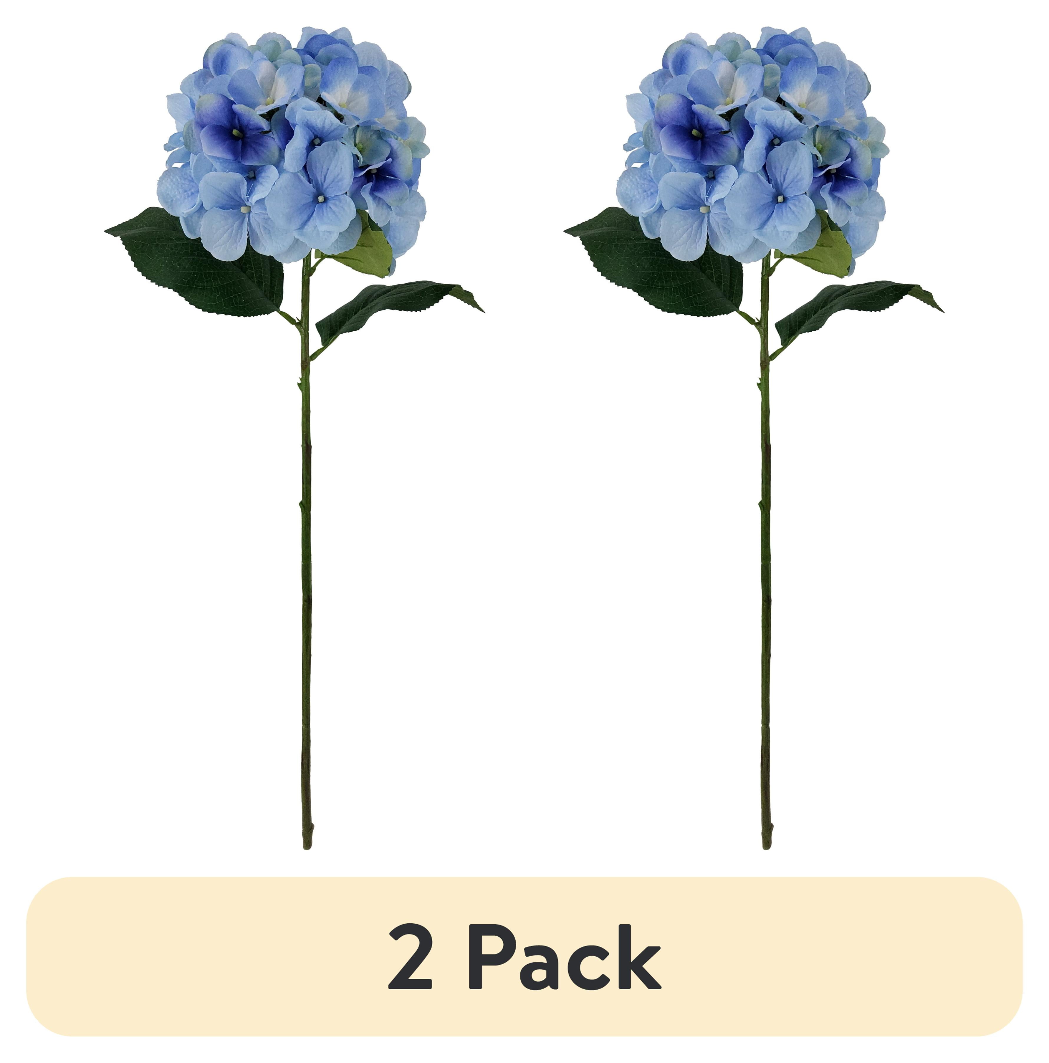 (2 pack) Mainstays 24" Artificial Flower Hydrangea Stem, Blue Color. Indoor Use.