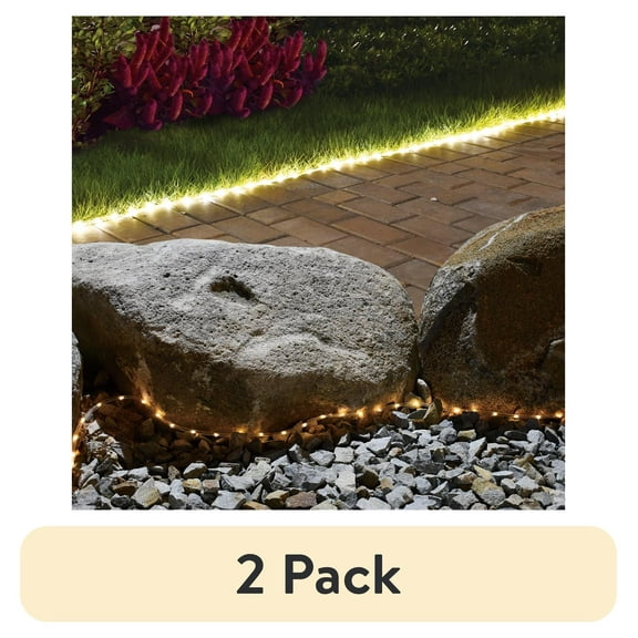 (2 pack) Mainstays 24 Foot Solar Powered PVC White Flexible Outdoor Rope Light