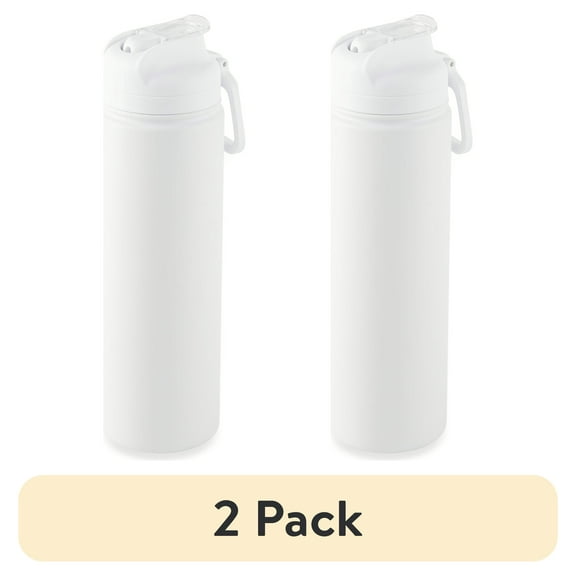 (2 pack) Mainstays 24 oz Stainless Steel Sip Water Bottle, White