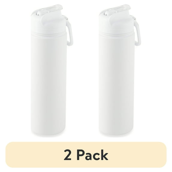 (2 pack) Mainstays 24 oz Stainless Steel Sip Water Bottle, White
