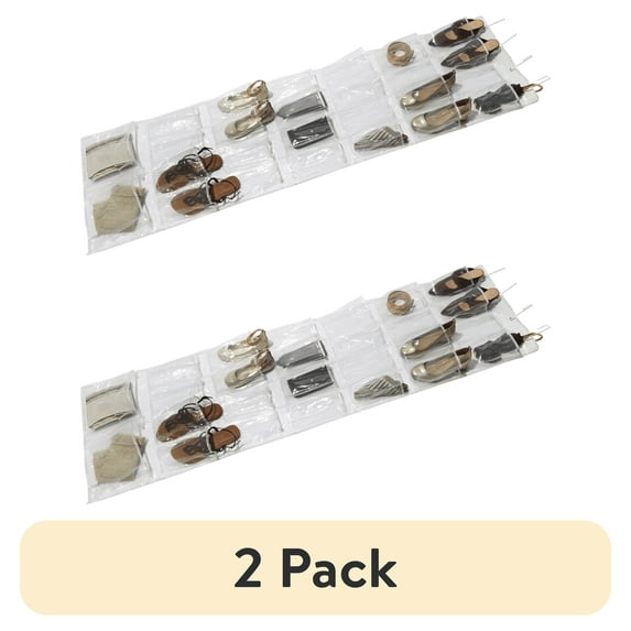(2 pack) Mainstays 26-Pocket Clear PEVA Hanging Shoe Organizer for Closet Storage