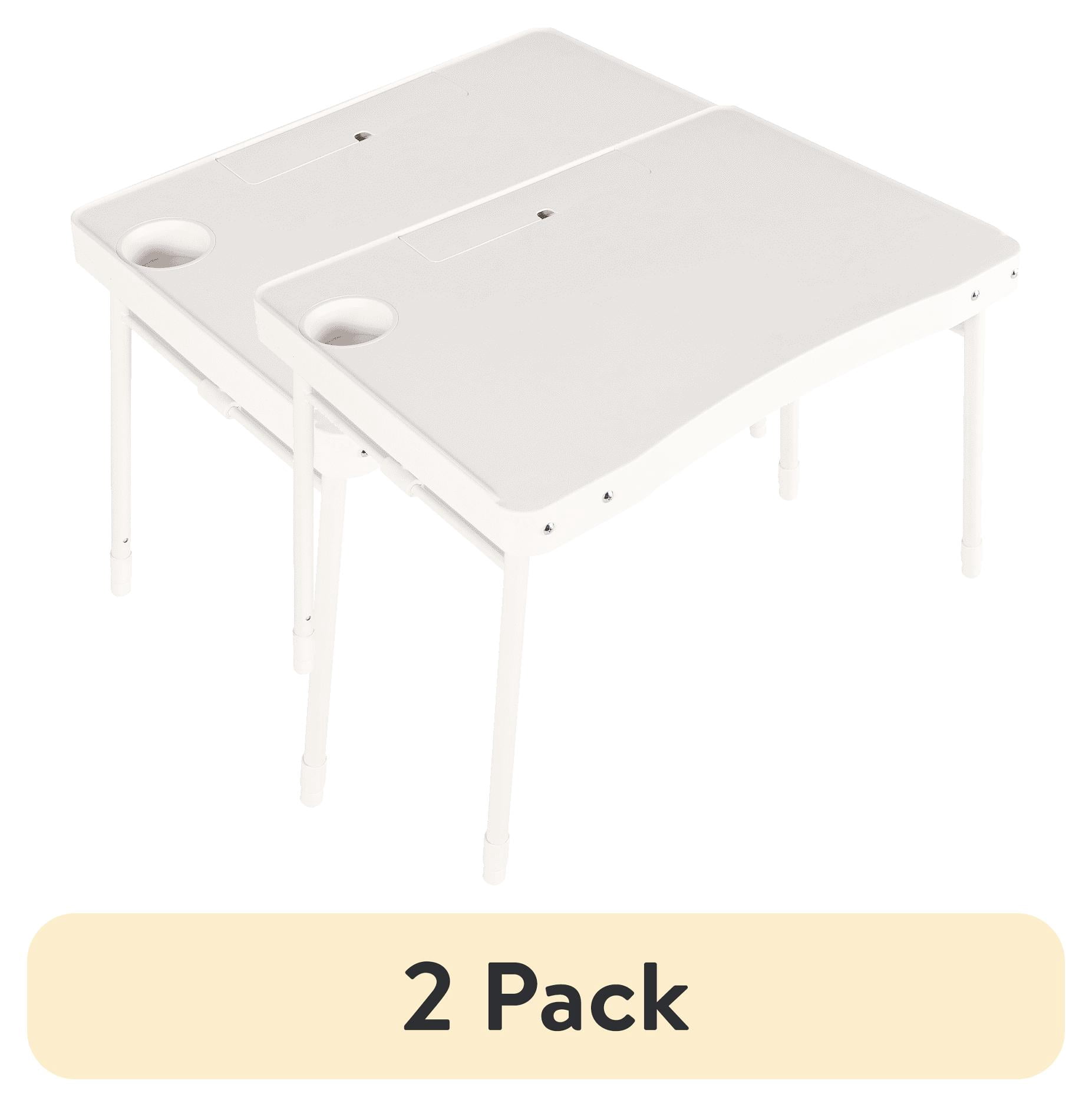 (2 pack) Mainstays 26 in Adjustable Height Personal Folding Table with Cupholder and Tablet Holder, White