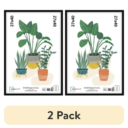 (2 pack) Mainstays – 27x40 Picture Frame – Black Flat Profile Wall Photo Frame