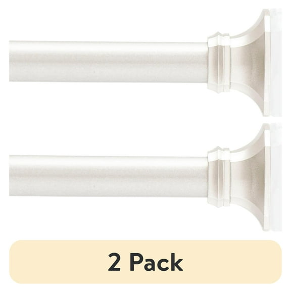 (2 pack) Mainstays 1/2 in Greyson Petite Café Adjustable Curtain Rod, 28-48 in, Brushed Nickel