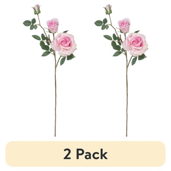(2 pack) Mainstays 29.5 in Pink Artificial Rose Spray Long Stem