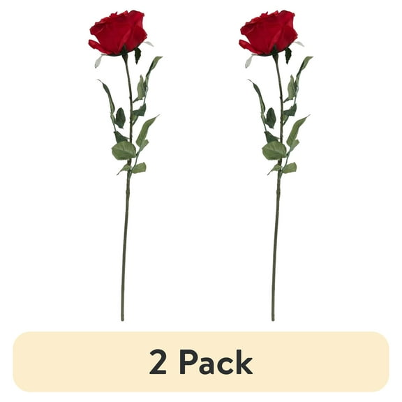 (2 pack) Mainstays 29 in Artificial Blooming Red Rose Indoor Stem