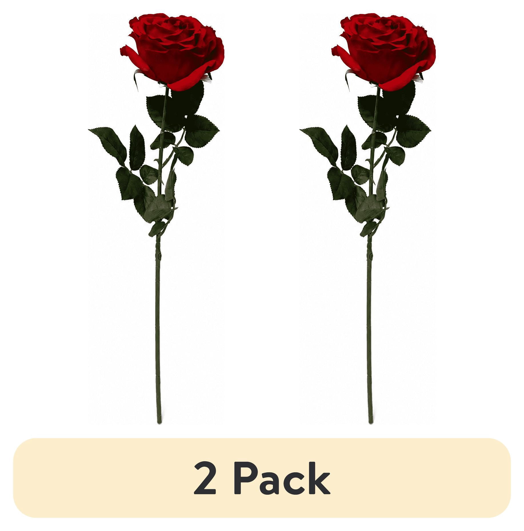 (2 pack) Mainstays 29 in Artificial Rose Stem, Red-Orange, Indoor