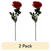 (2 pack) Mainstays 29 in Artificial Rose Stem, Red-Orange, Indoor