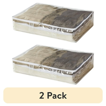 (2 pack) Mainstays Clear Under-the-Bed Storage with Zipper for Clothes - 2 Pack