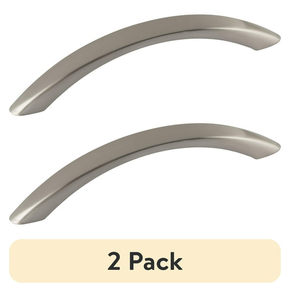 (2 pack) Mainstays 3-3/4" (96mm) Center-to-Center Curved Cabinet Pull, Satin Nickel, 2 Pack
