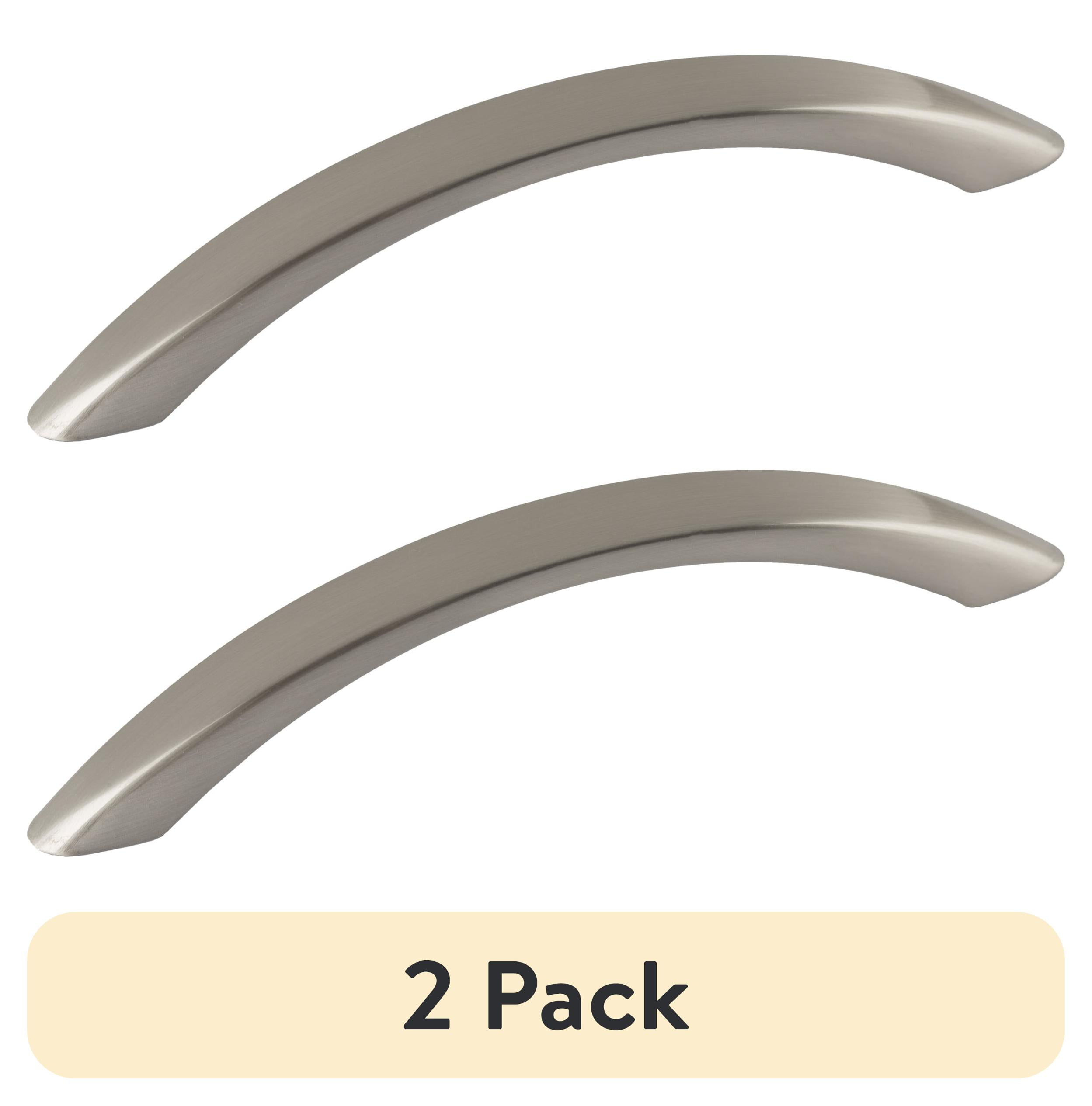 (2 pack) Mainstays 3-3/4" (96mm) Center-to-Center Curved Cabinet Pull, Satin Nickel, 6 Pack