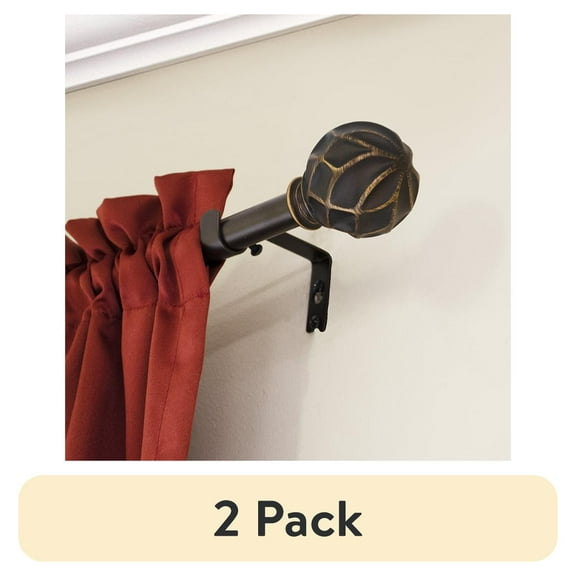 (2 pack) Mainstays 3/4" Dark Oil Rubbed Bronze Eliza Ball Single Curtain Rod Set, 30-84"