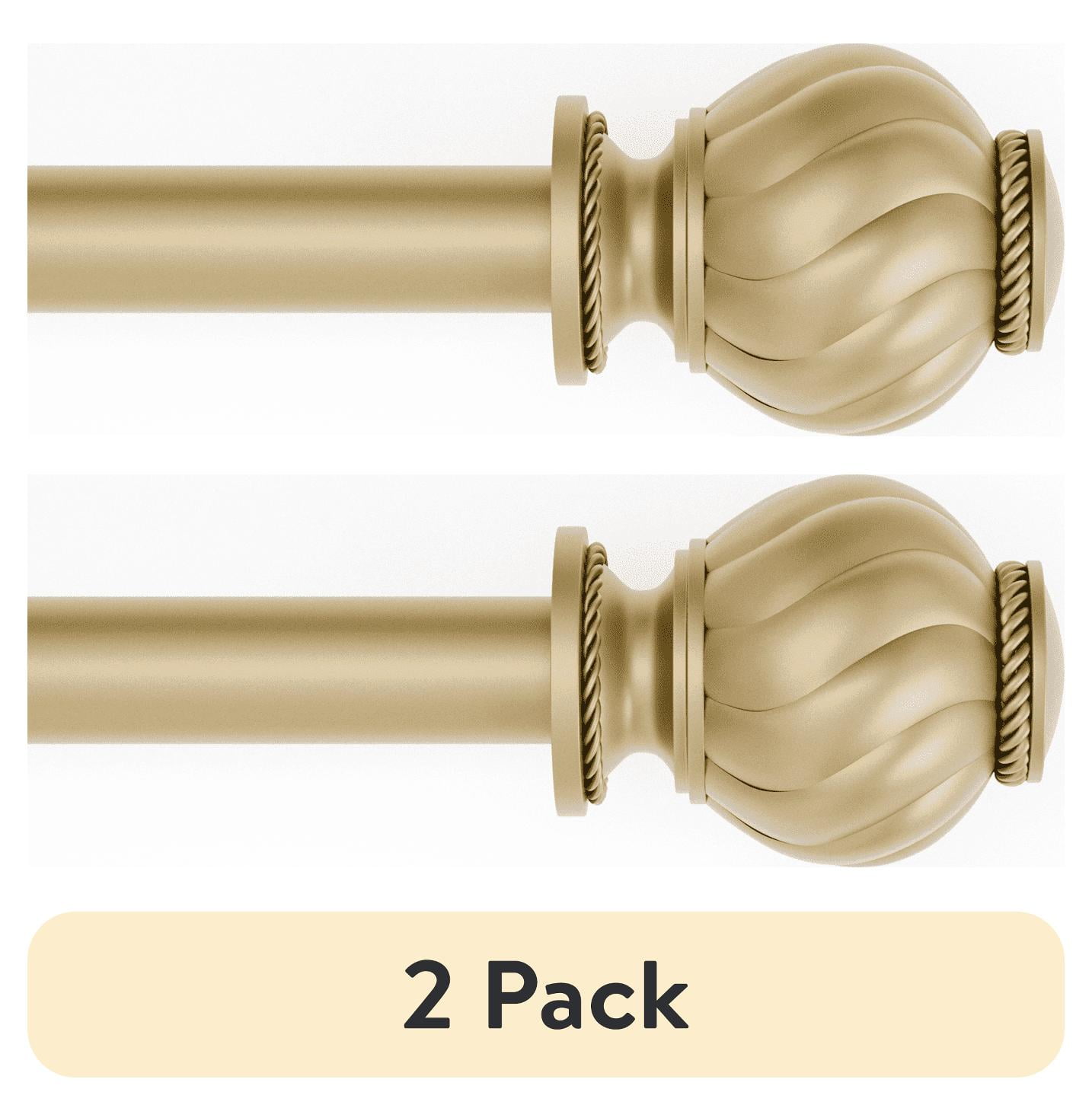 (2 pack) Mainstays 3/4" Gold Knob Adjustable Single Curtain Rod Set, 30"-84"