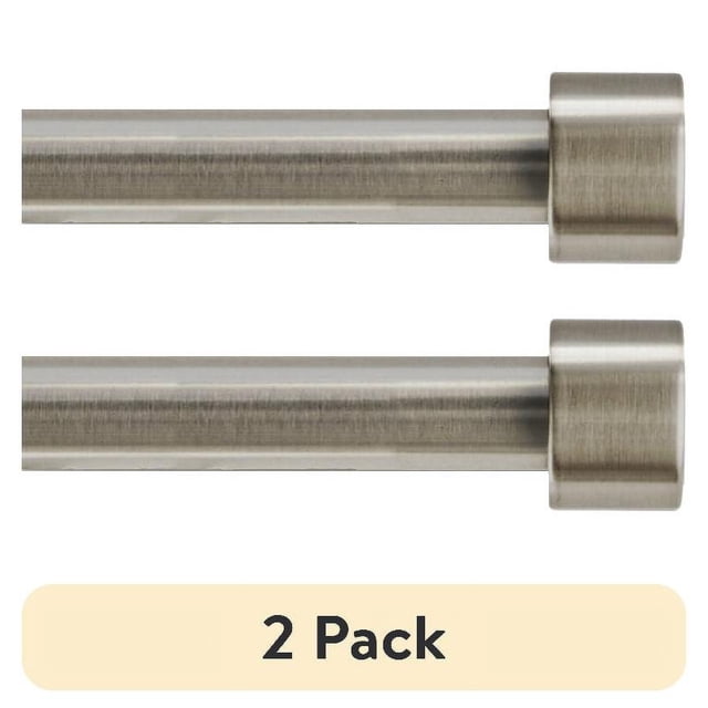 (2 pack) Mainstays 3/4" Nickel End Cap Adjustable Single Curtain Rod Set, 30-84"