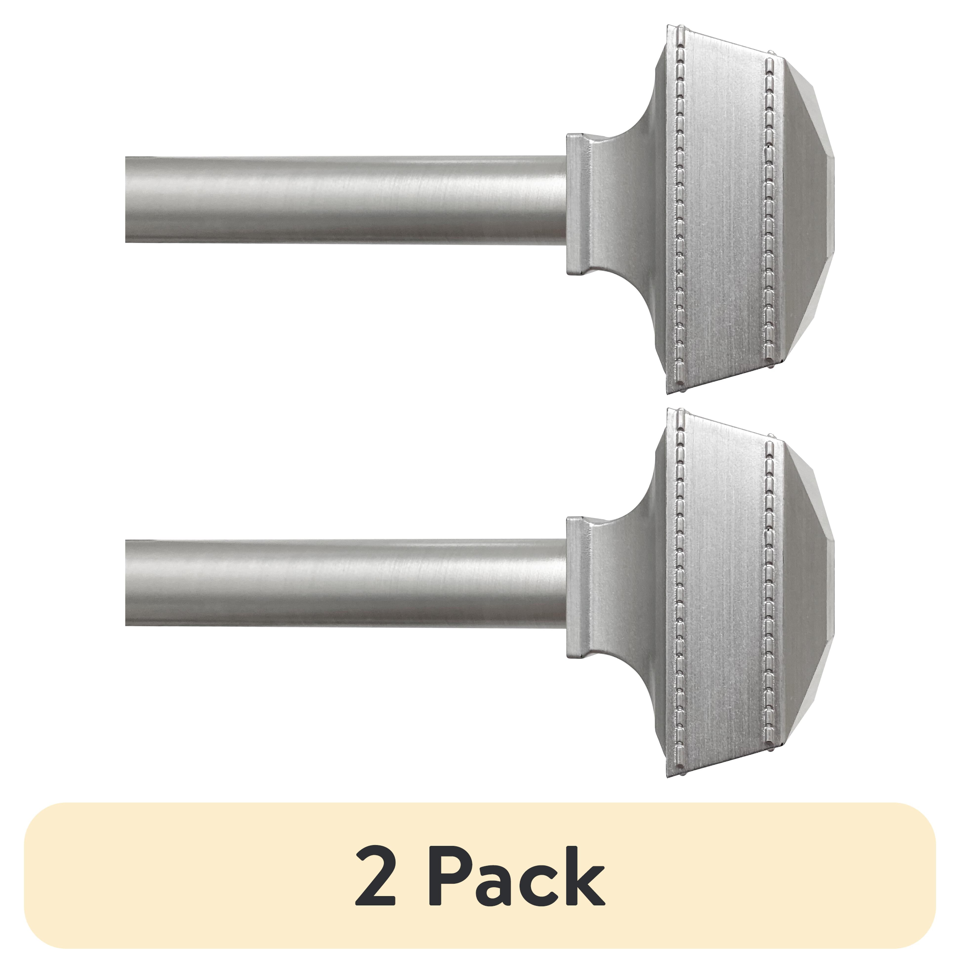 (2 pack) Mainstays 3/4 Inch Brushed Nickel Square Adjustable Curtain Rod Set, 30-84"