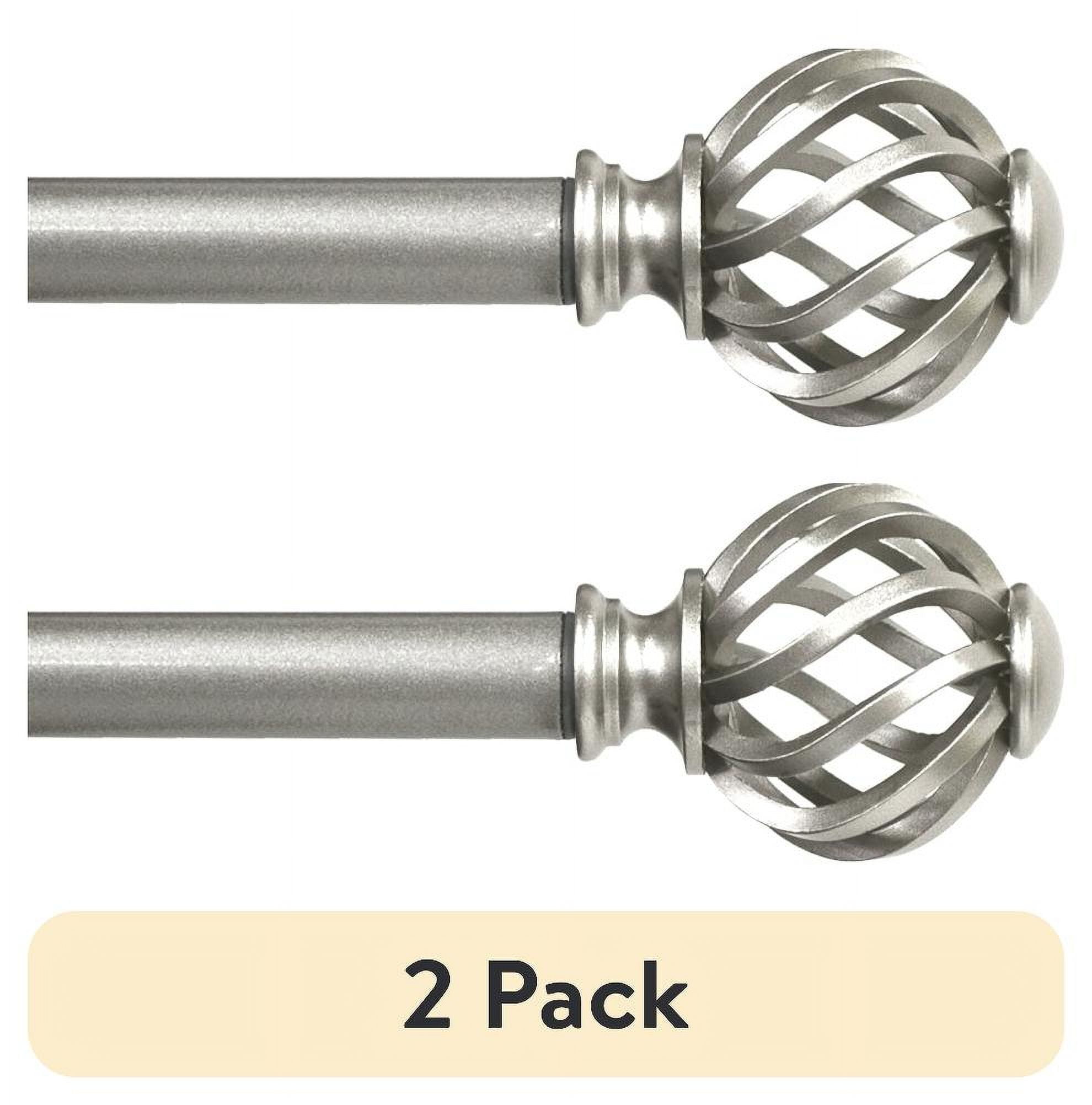 (2 pack) Mainstays 3/4" Satin Nickel Twist Cage Single Curtain Rod, 30 - 84", Nickel