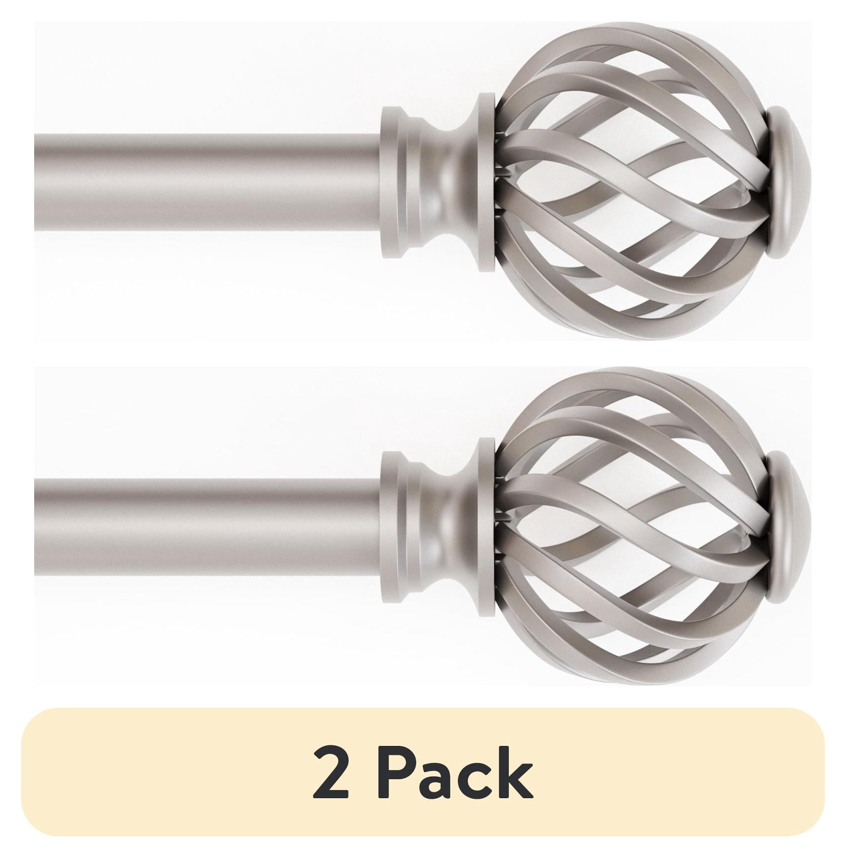 (2 pack) Mainstays 3/4" Nickel Twist Cage Adjustable Single Curtain Rod, 30 - 84"