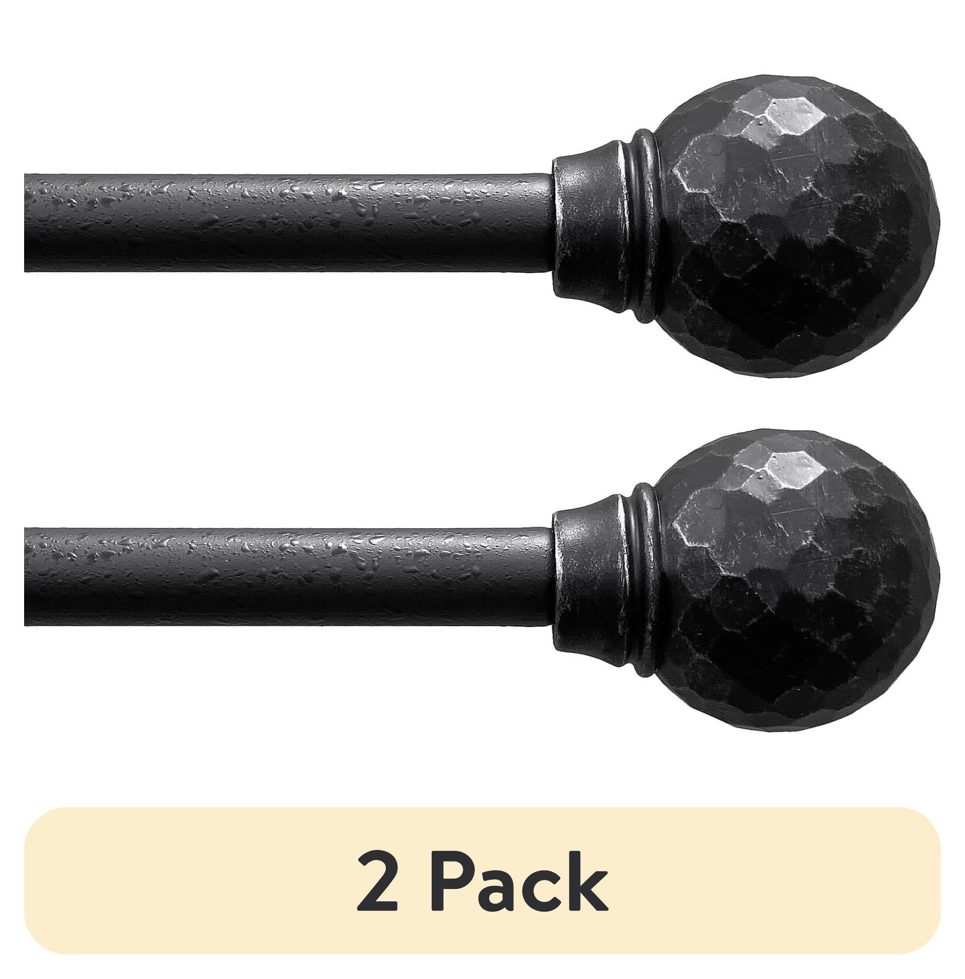 (2 pack) Mainstays 3/4" Textured Cast Iron Ball Single Curtain Rod, Matte Black, 30-84"