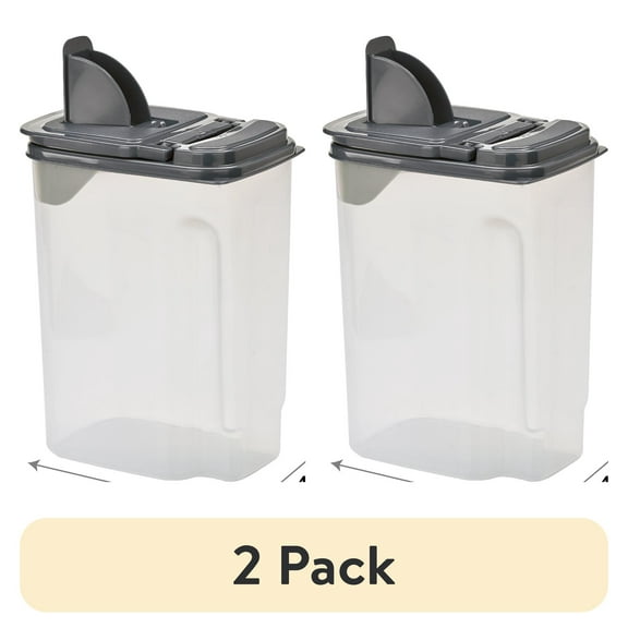 (2 pack) Mainstays 3.5 QT Plastic Food Dispenser, Clear with Gray Lid (1 Each) 7.5" L x 3.75" W x 9.25" H, Designed to Help with Kitchen Organization and Accessibility