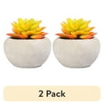 thumbnail image 1 of (2 pack) Mainstays 3.54" Artificial Succulent Plant in Cement Pot, Yellow & Orange, 1 of 7