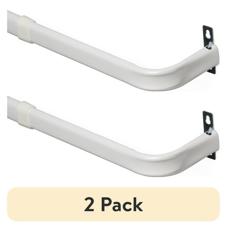 (2 pack) Mainstays 3" Basic Metal Wrap Around Adjustable Curtain Rod, 48-86" Adjustable Length, White Finish
