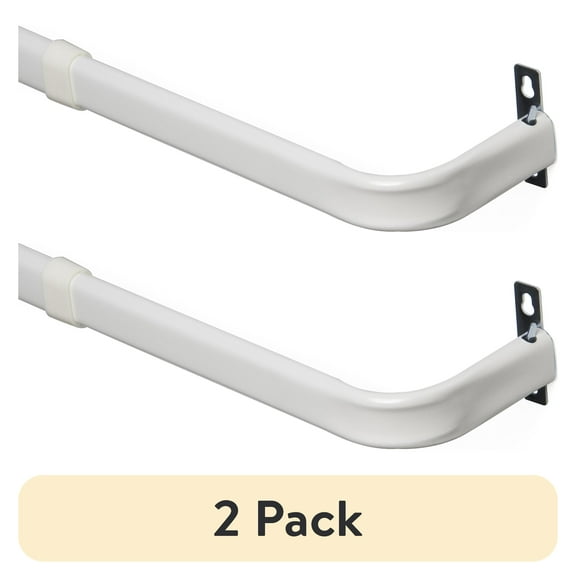 (2 pack) Mainstays 3" Basic Metal Wrap Around Adjustable Curtain Rod, 48-86" Adjustable Length, White Finish
