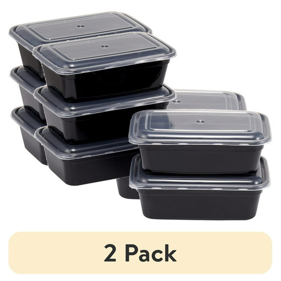 (2 pack) Mainstays 3 Cup Plastic Snack Meal Prep Container, 5 Pack