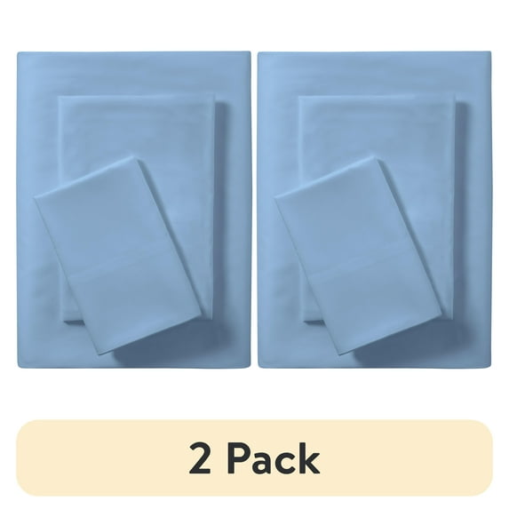 (2 pack) Mainstays 3-Piece Blue Microfiber Sheet Set, Twin