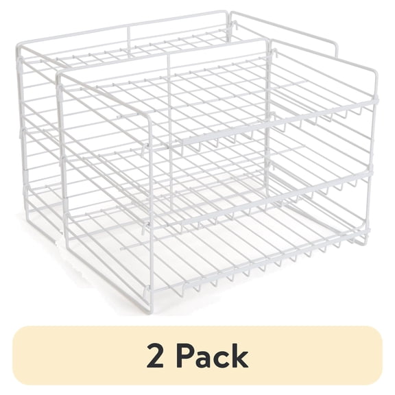 (2 pack) Mainstays 3-Tier Can Organizer Dispenser Rack, Powder-Coated Steel Can Storage Organizer for Kitchen Pantry, White